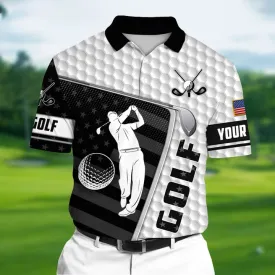 Golf Polo Shirt Premium Unique Golf Man 3D Polo Shirts Multicolor Personalized Golf Shirt Patriotic Golf Shirt For Men