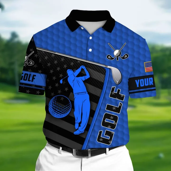 Golf Polo Shirt Premium Unique Golf Man 3D Polo Shirts Multicolor Personalized Golf Shirt Patriotic Golf Shirt For Men