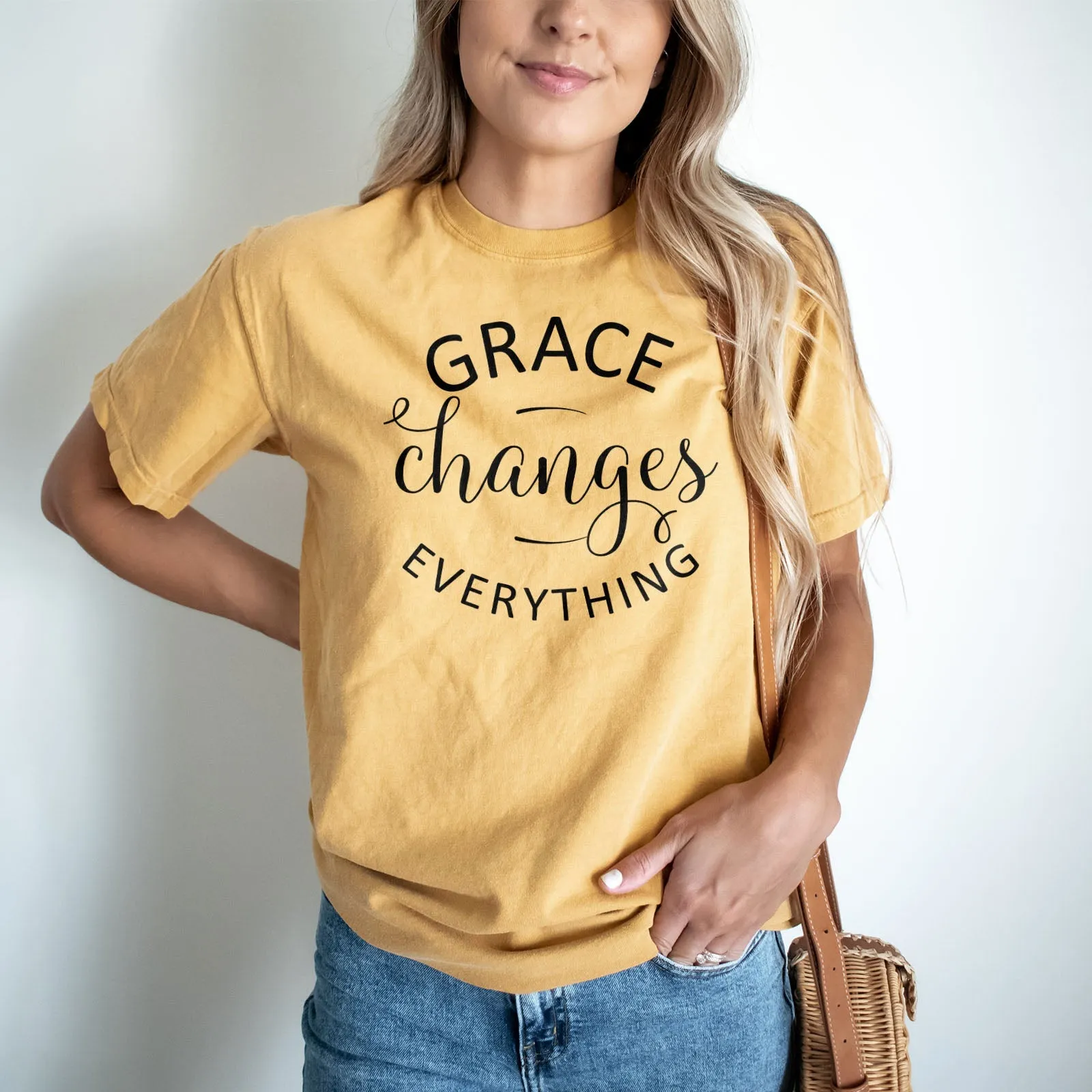 Grace Changes Everything Round Tee Shirts For Women - Christian Shirts for Women - Religious Tee Shirts