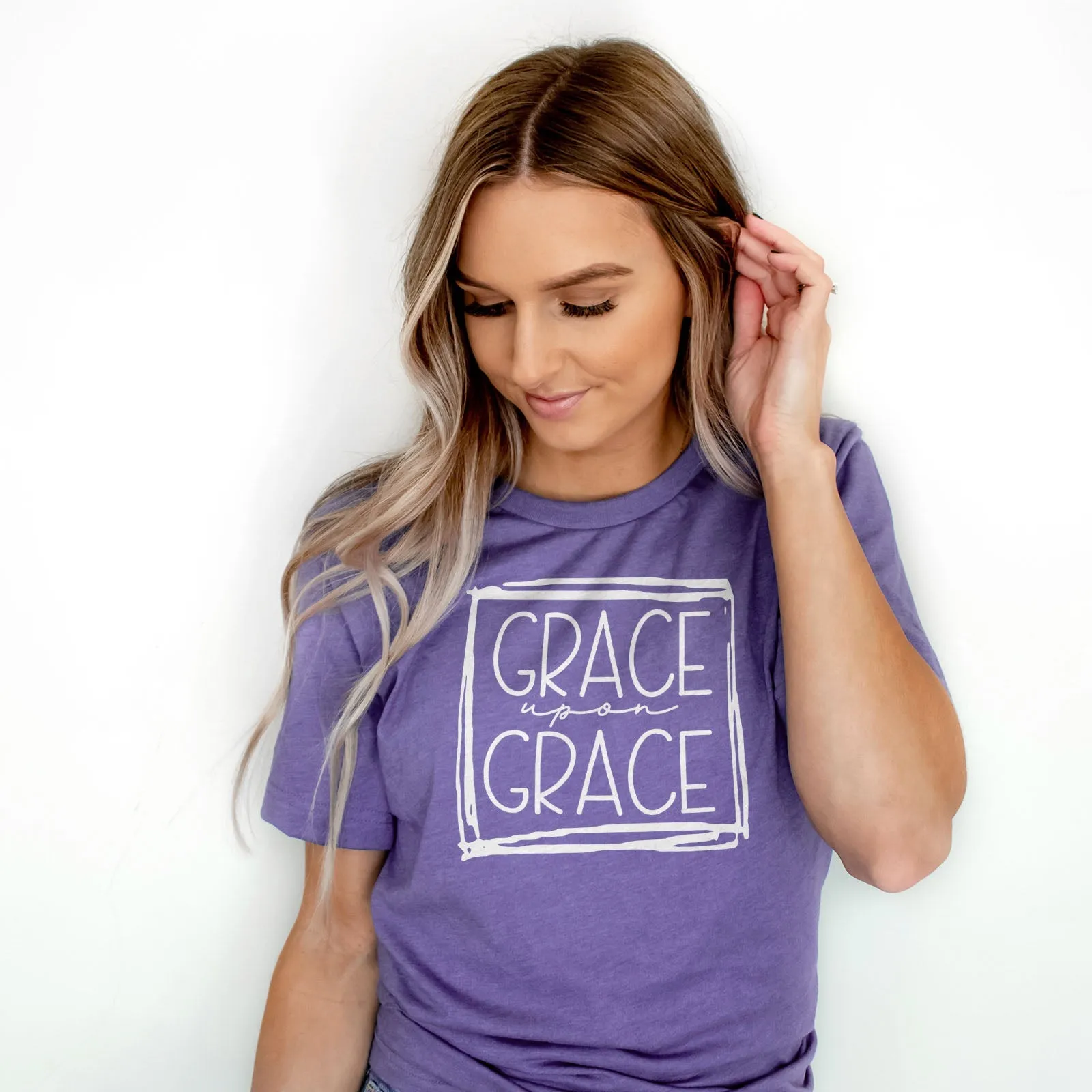 Grace Upon Grace Square Tee Shirts For Women - Christian Shirts for Women - Religious Tee Shirts