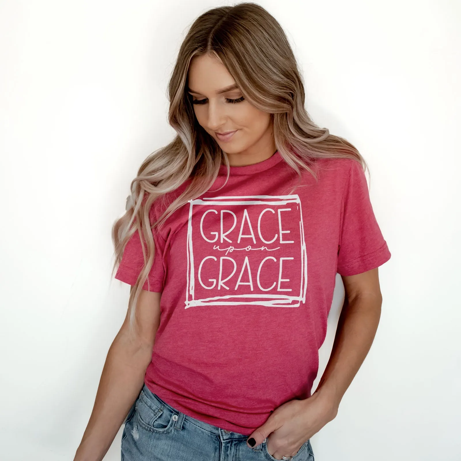 Grace Upon Grace Square Tee Shirts For Women - Christian Shirts for Women - Religious Tee Shirts