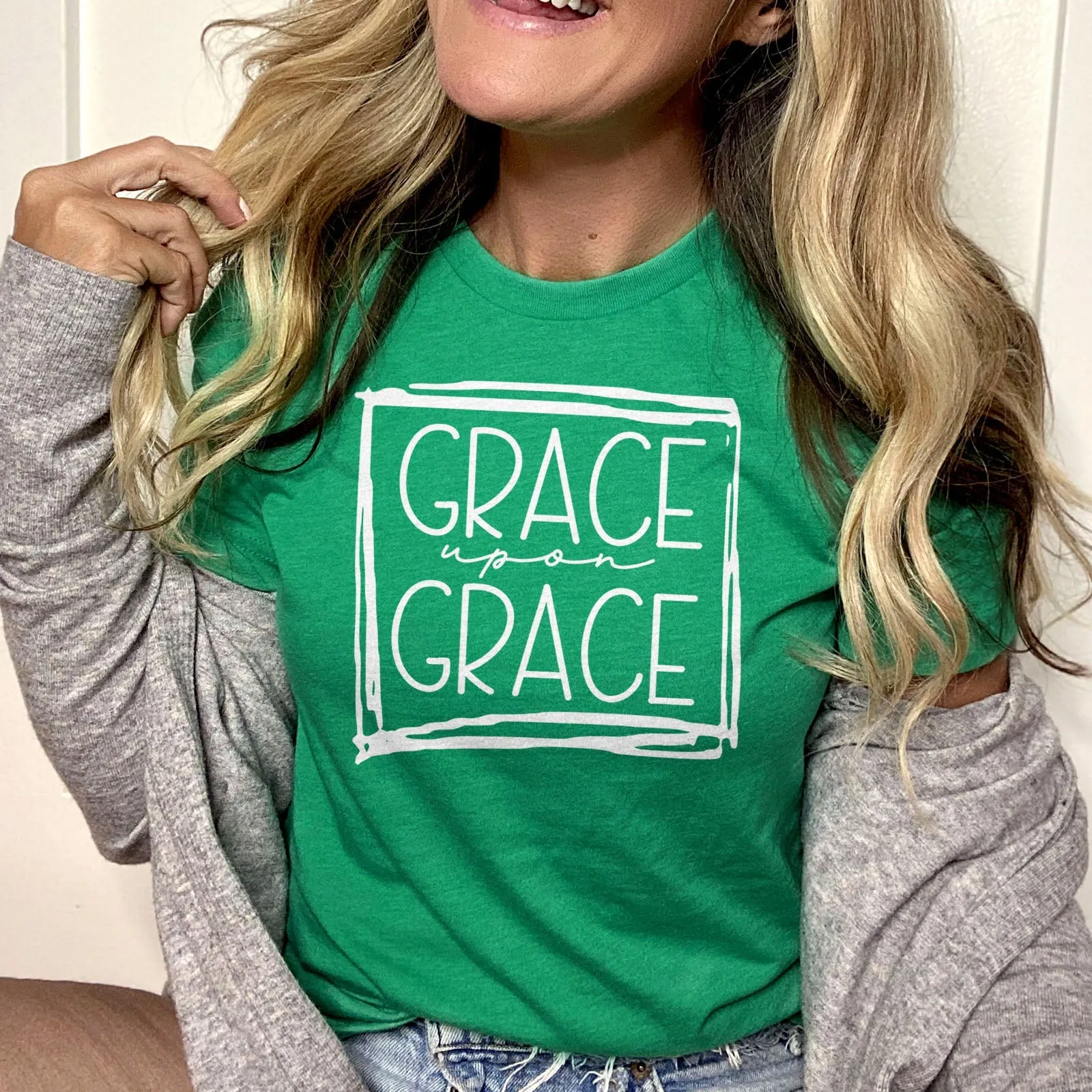 Grace Upon Grace Square Tee Shirts For Women - Christian Shirts for Women - Religious Tee Shirts