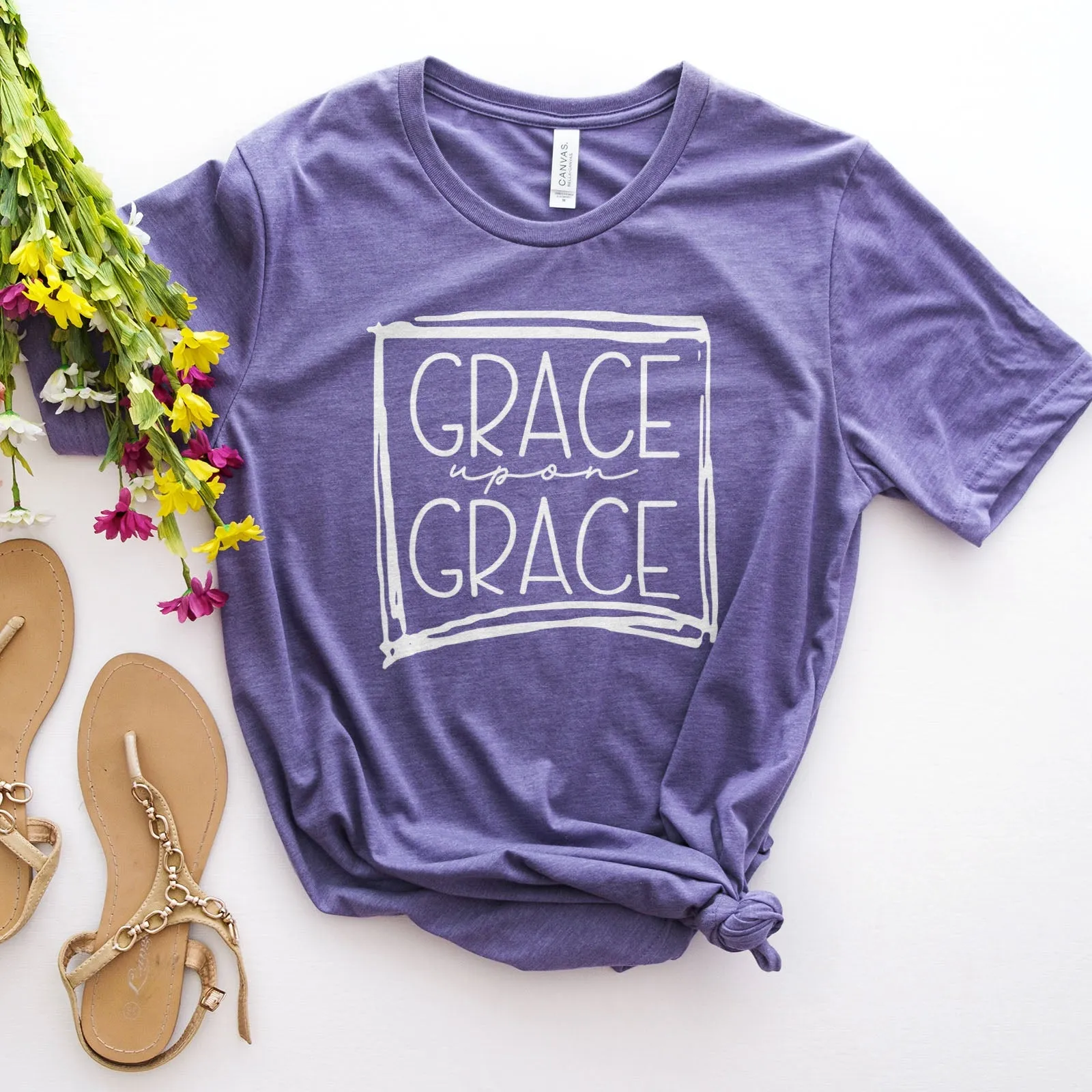 Grace Upon Grace Square Tee Shirts For Women - Christian Shirts for Women - Religious Tee Shirts