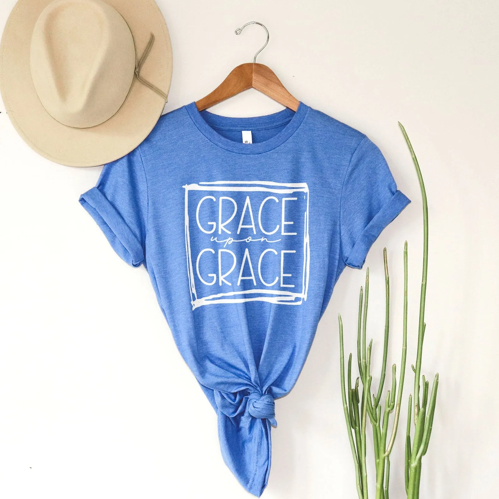 Grace Upon Grace Square Tee Shirts For Women - Christian Shirts for Women - Religious Tee Shirts