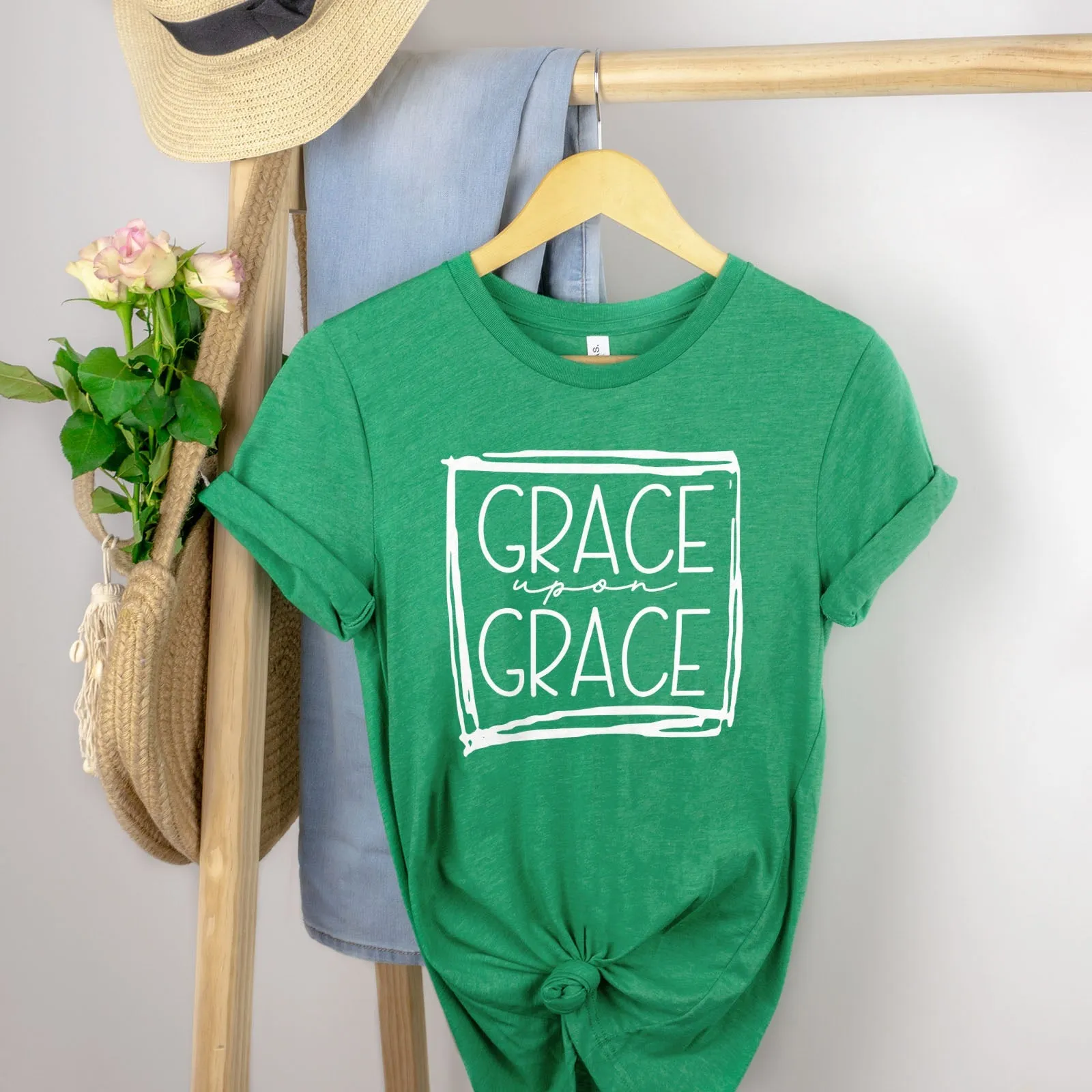 Grace Upon Grace Square Tee Shirts For Women - Christian Shirts for Women - Religious Tee Shirts