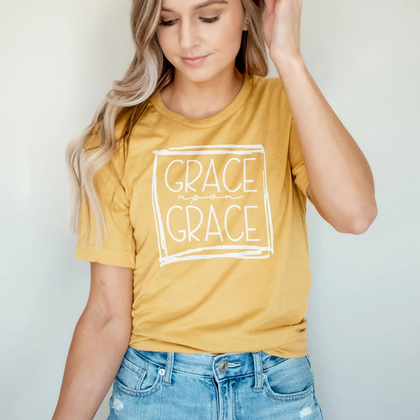 Grace Upon Grace Square Tee Shirts For Women - Christian Shirts for Women - Religious Tee Shirts