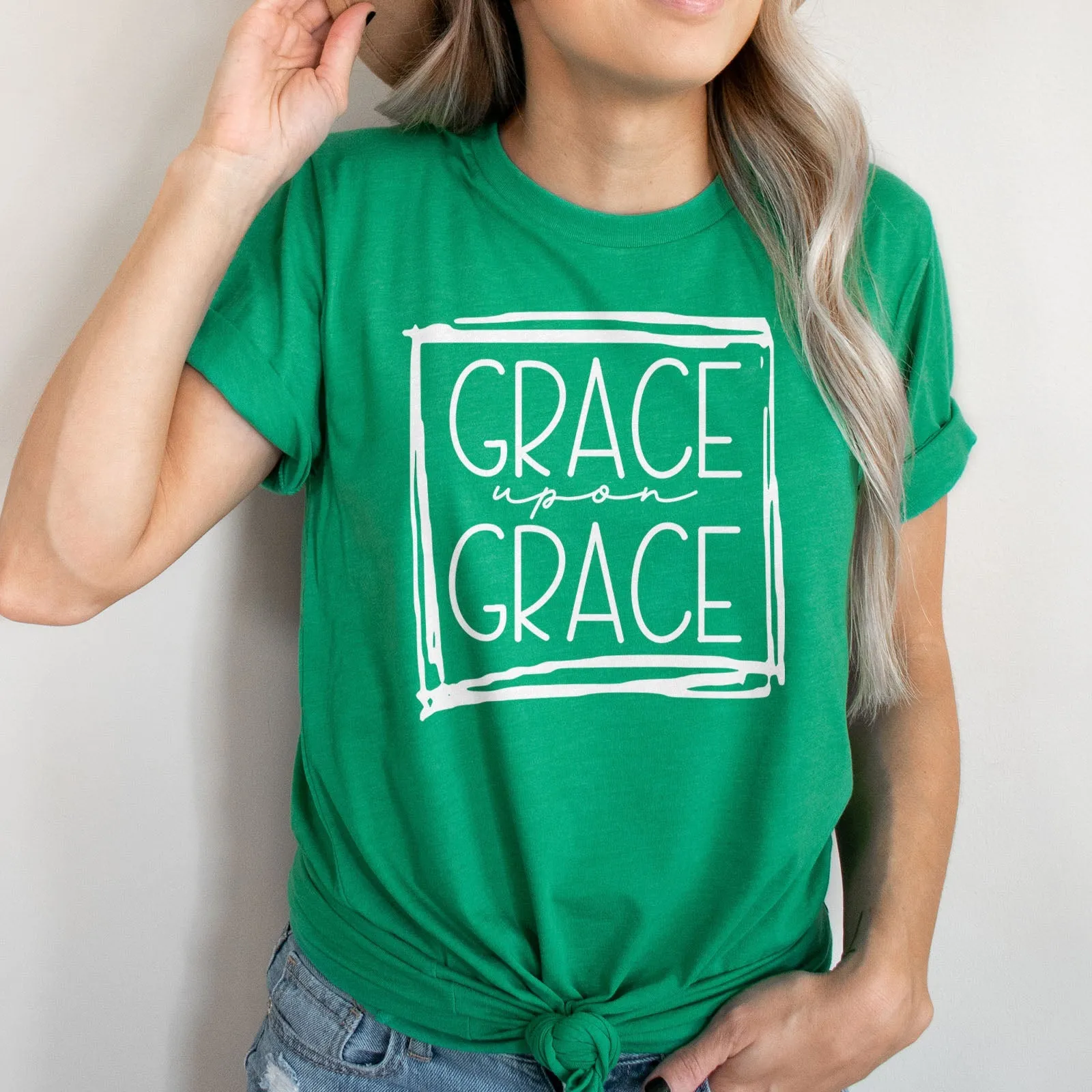 Grace Upon Grace Square Tee Shirts For Women - Christian Shirts for Women - Religious Tee Shirts