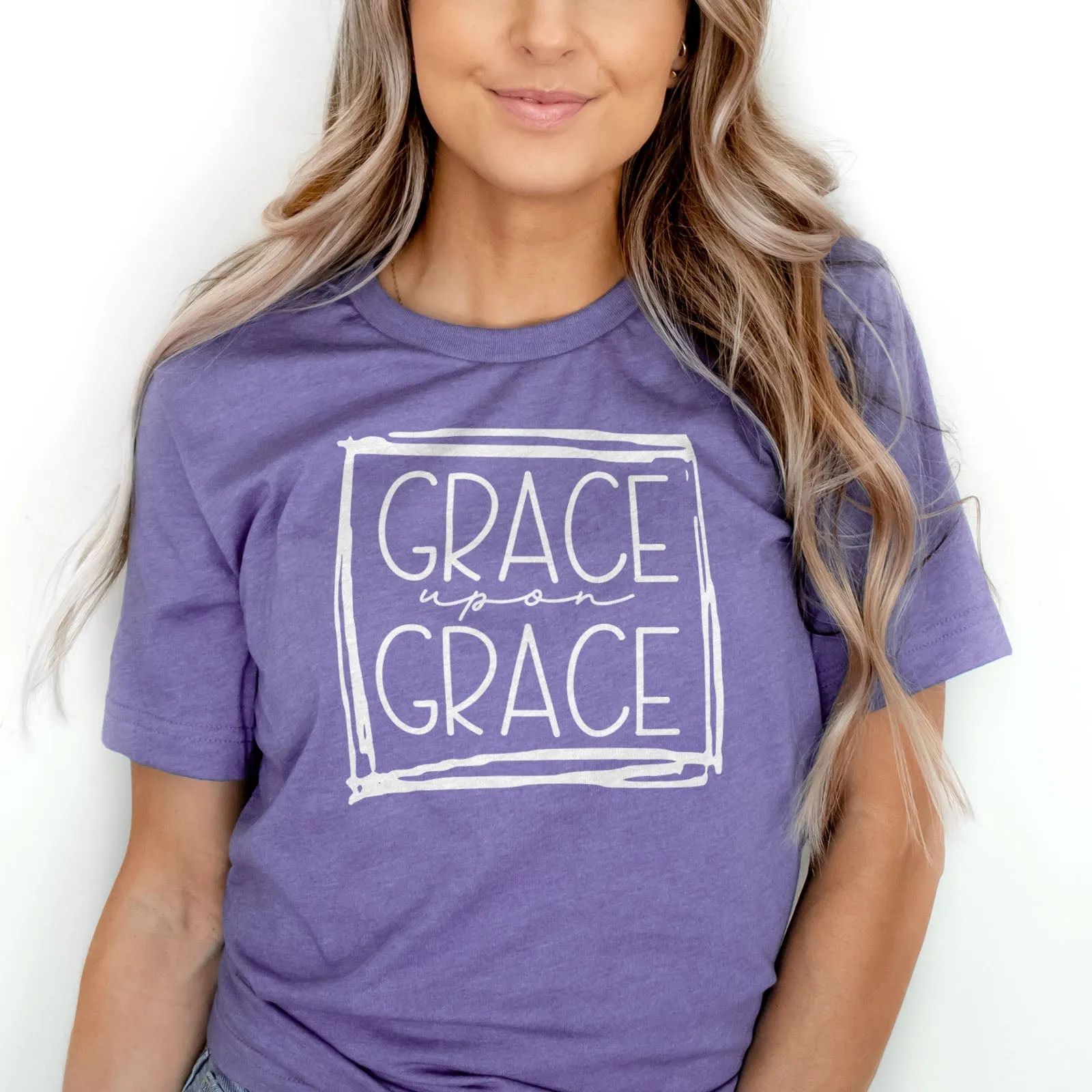 Grace Upon Grace Square Tee Shirts For Women - Christian Shirts for Women - Religious Tee Shirts