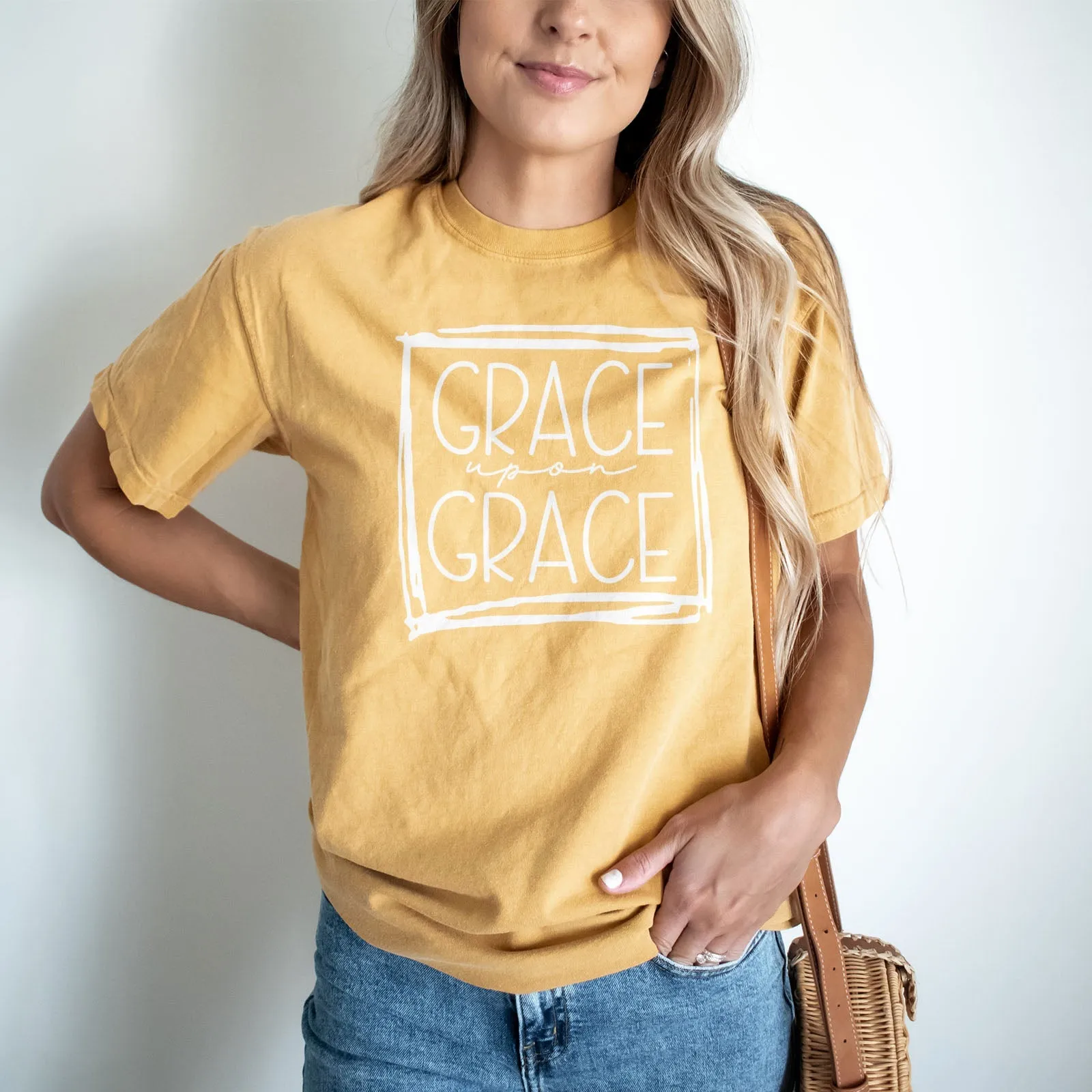 Grace Upon Grace Square Tee Shirts For Women - Christian Shirts for Women - Religious Tee Shirts