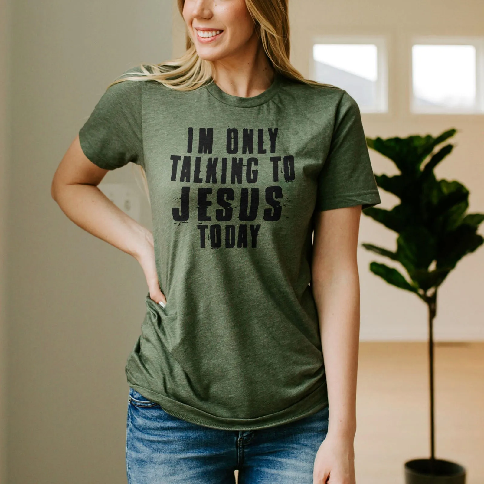 I'm Only Talking To Jesus Today Tee Shirts For Women - Christian Shirts for Women - Religious Tee Shirts