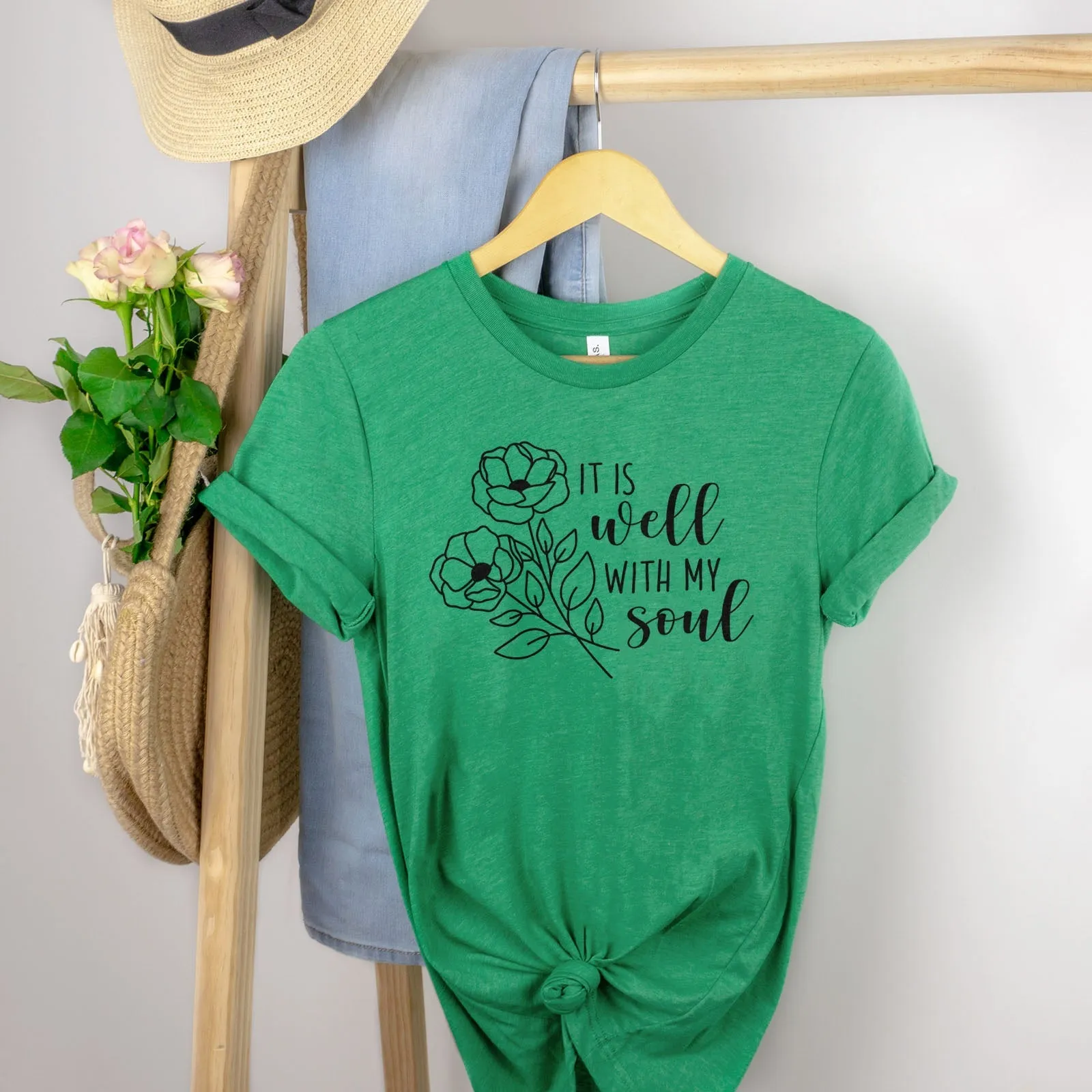 It Is Well With My Soul Flowers Tee Shirts For Women - Christian Shirts for Women - Religious Tee Shirts