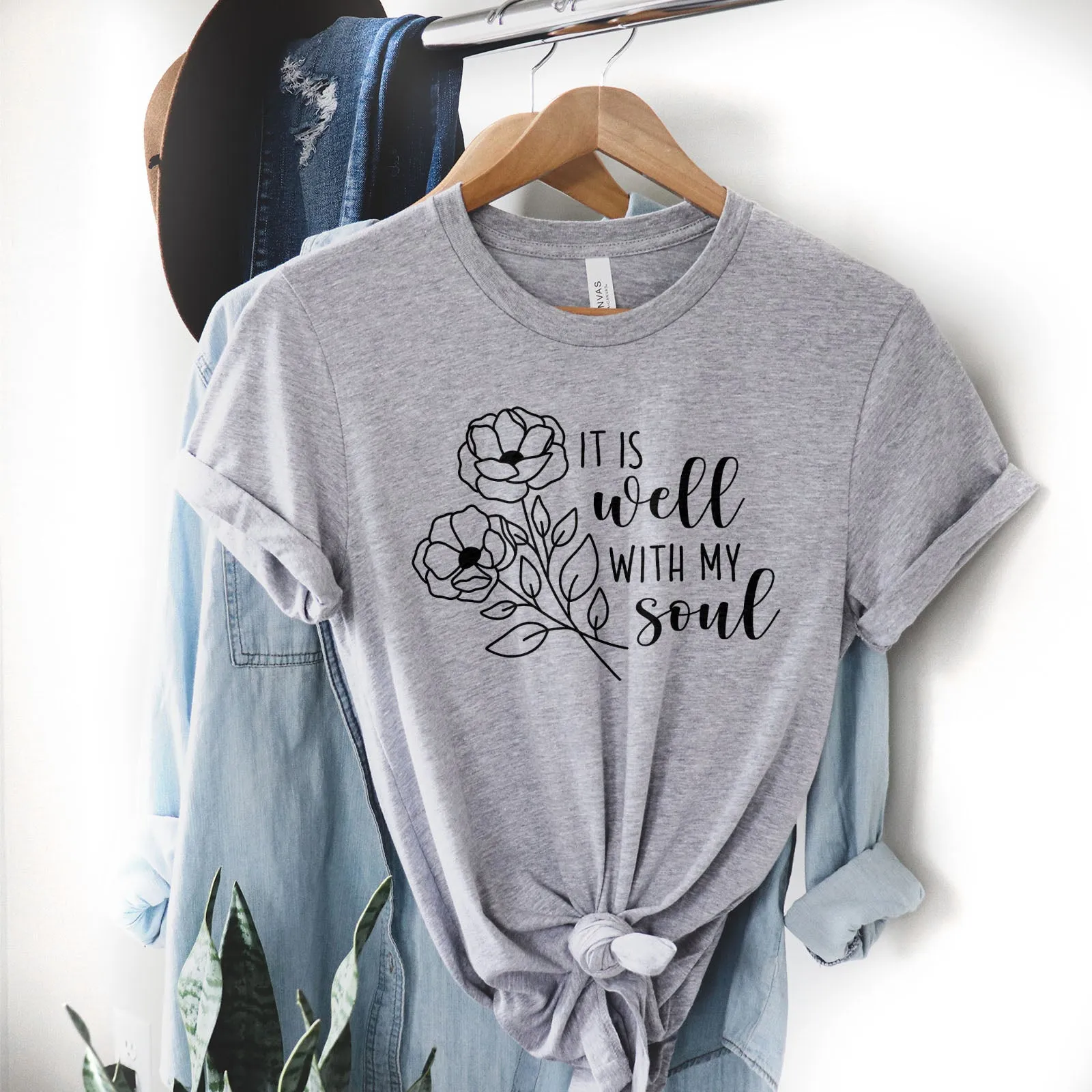 It Is Well With My Soul Flowers Tee Shirts For Women - Christian Shirts for Women - Religious Tee Shirts