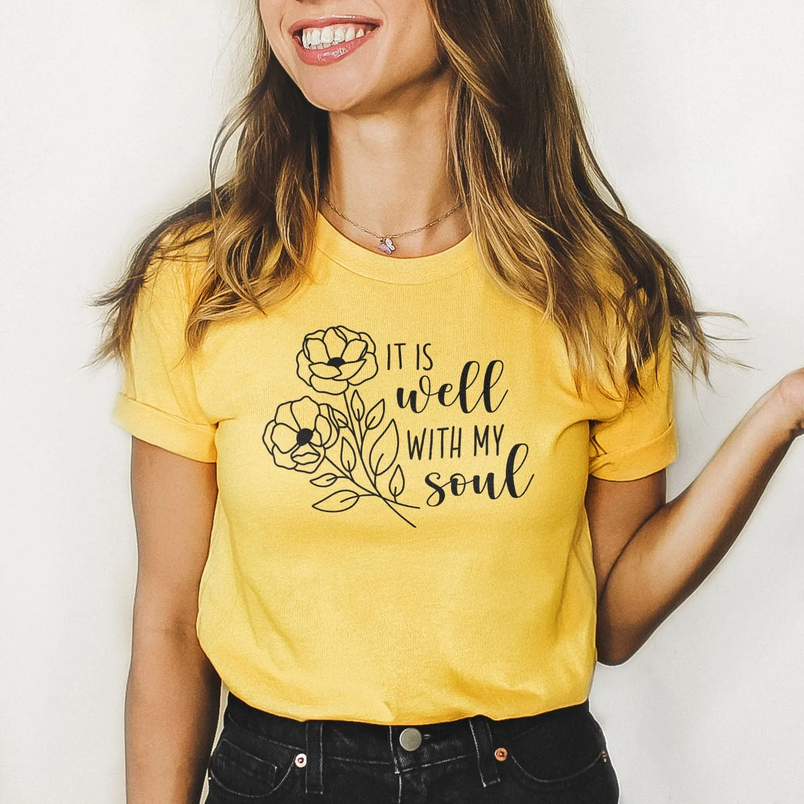 It Is Well With My Soul Flowers Tee Shirts For Women - Christian Shirts for Women - Religious Tee Shirts