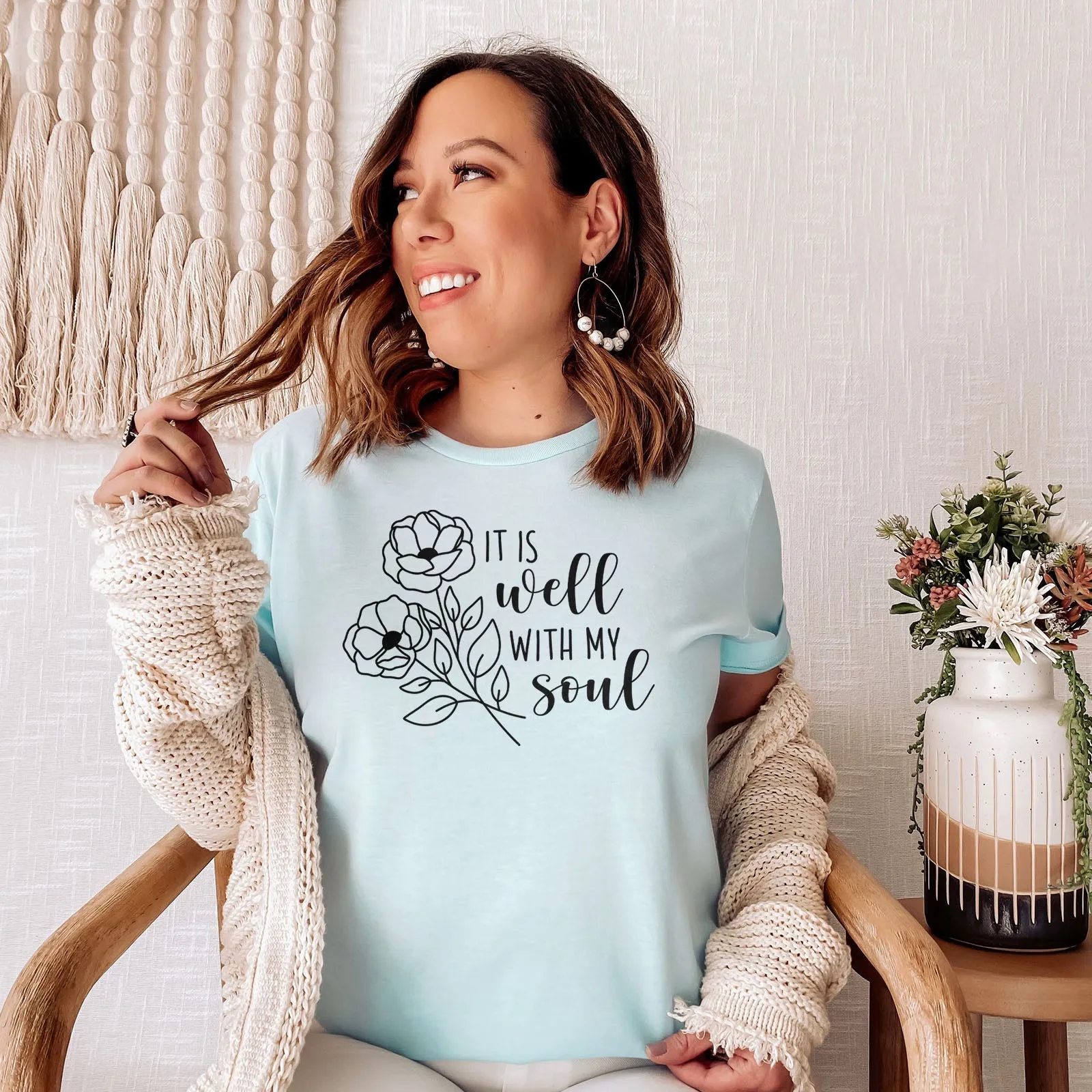 It Is Well With My Soul Flowers Tee Shirts For Women - Christian Shirts for Women - Religious Tee Shirts