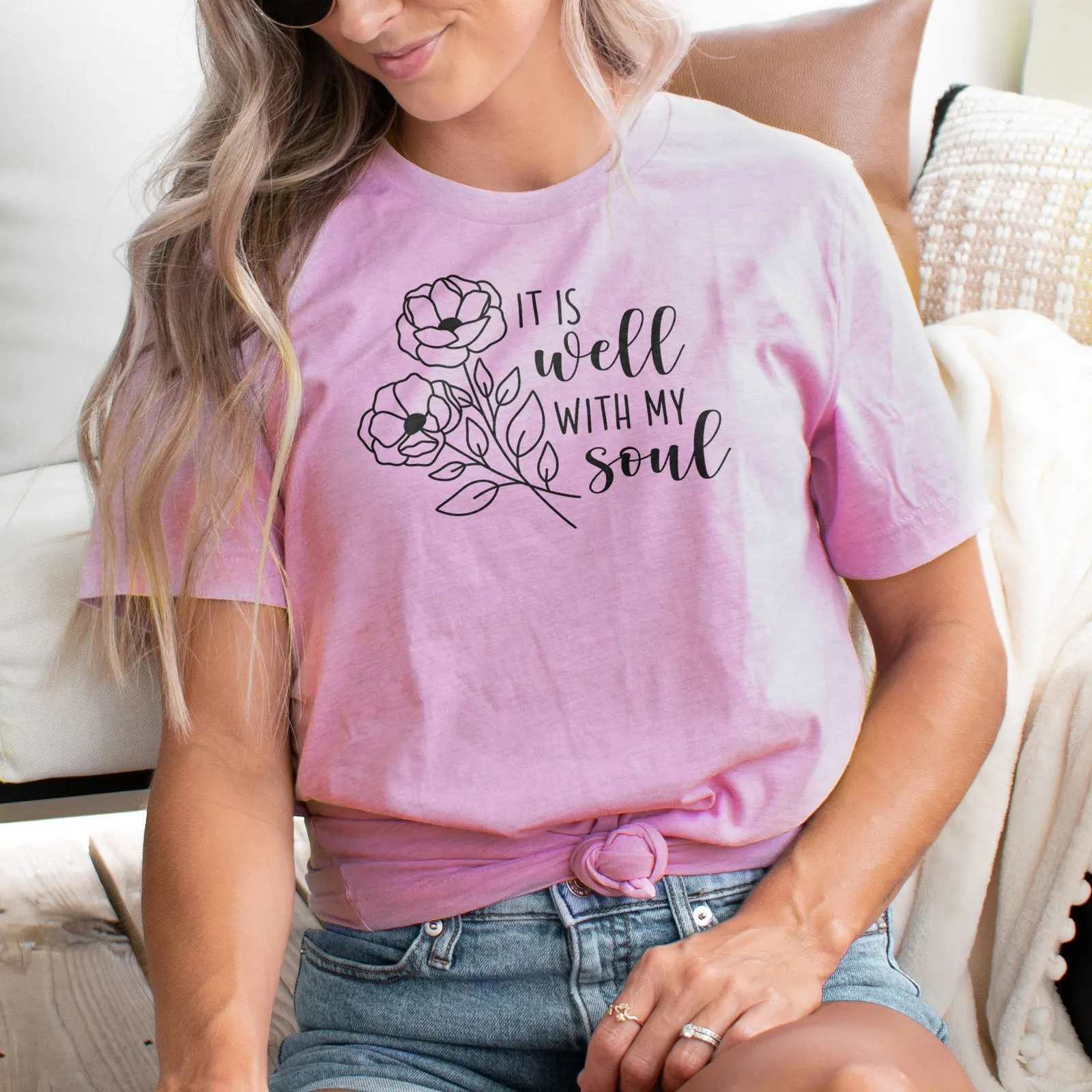 It Is Well With My Soul Flowers Tee Shirts For Women - Christian Shirts for Women - Religious Tee Shirts