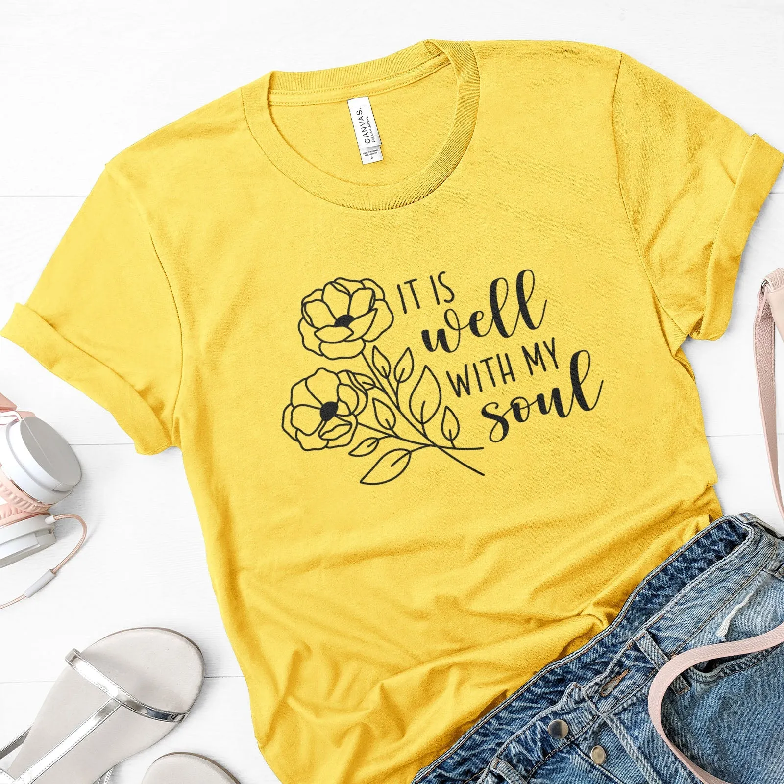 It Is Well With My Soul Flowers Tee Shirts For Women - Christian Shirts for Women - Religious Tee Shirts