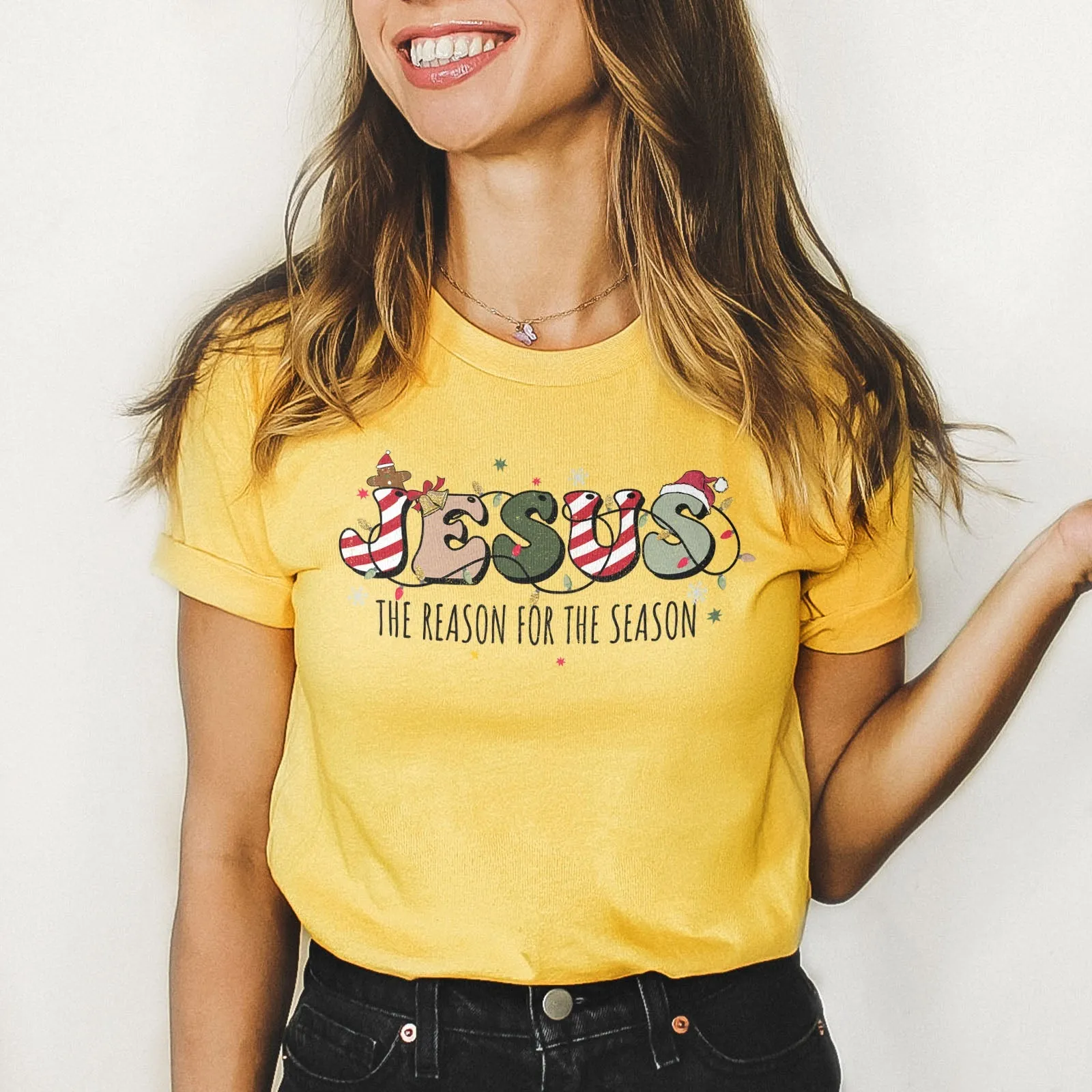 Jesus The Reason For The Season Tee Shirts For Women - Christian Shirts for Women - Religious Tee Shirts