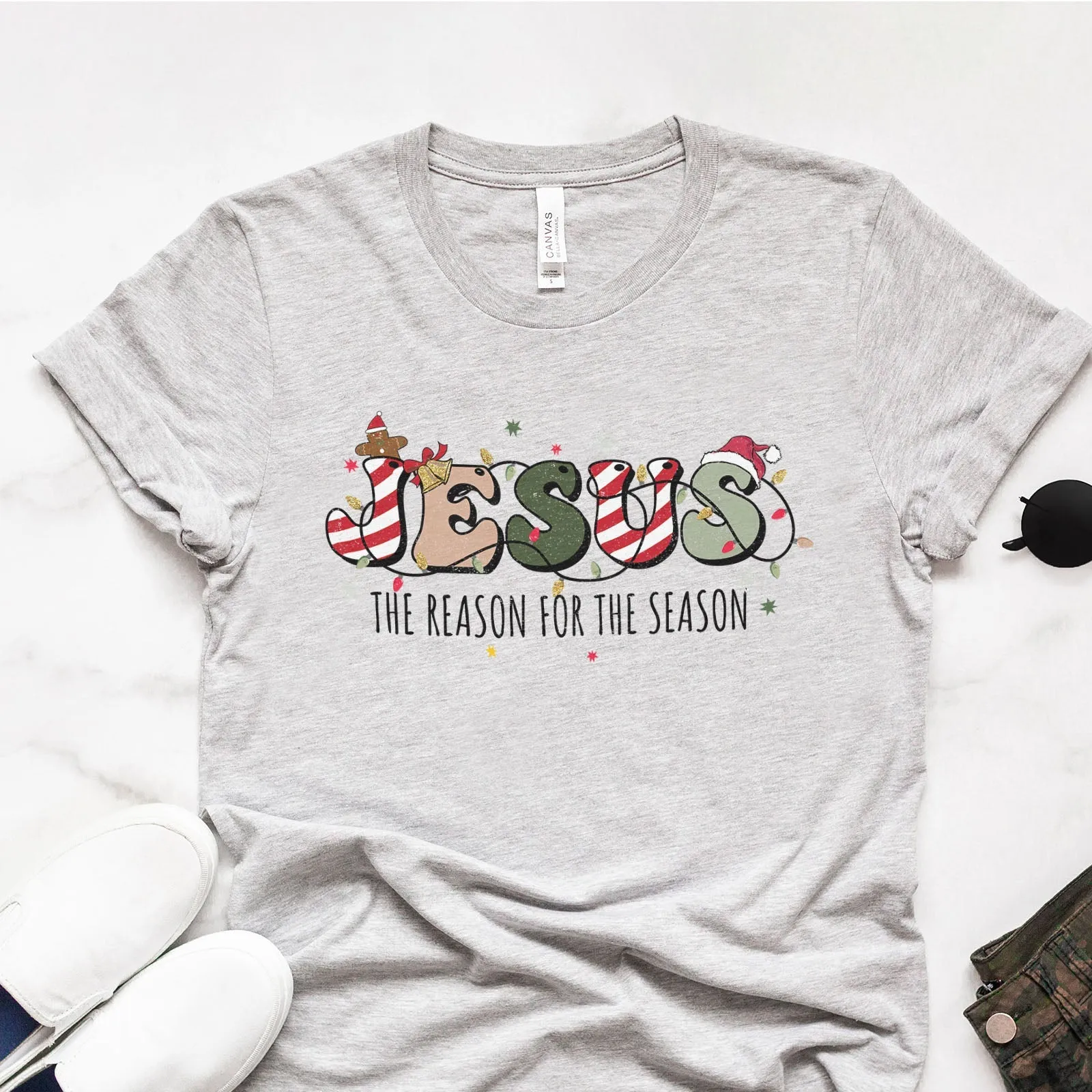 Jesus The Reason For The Season Tee Shirts For Women - Christian Shirts for Women - Religious Tee Shirts