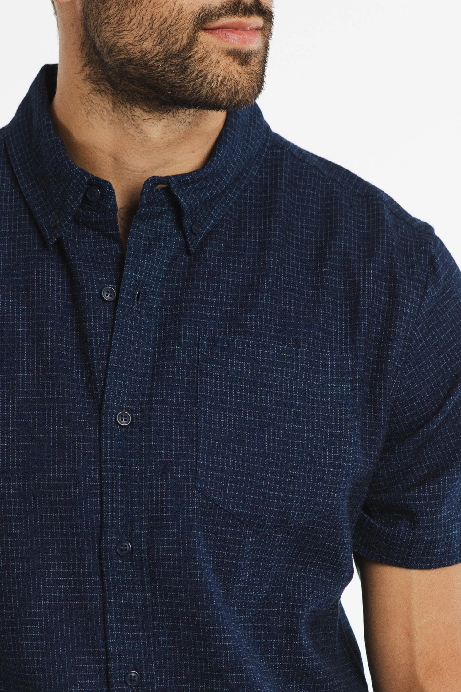 Jordan Slim Shirt / Indigo Grid