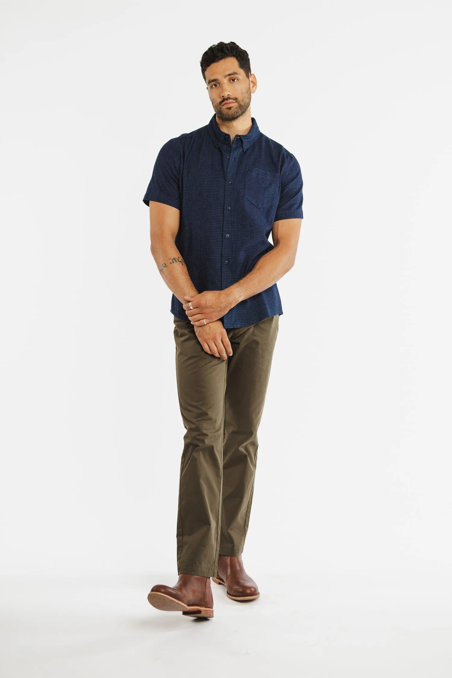 Jordan Slim Shirt / Indigo Grid