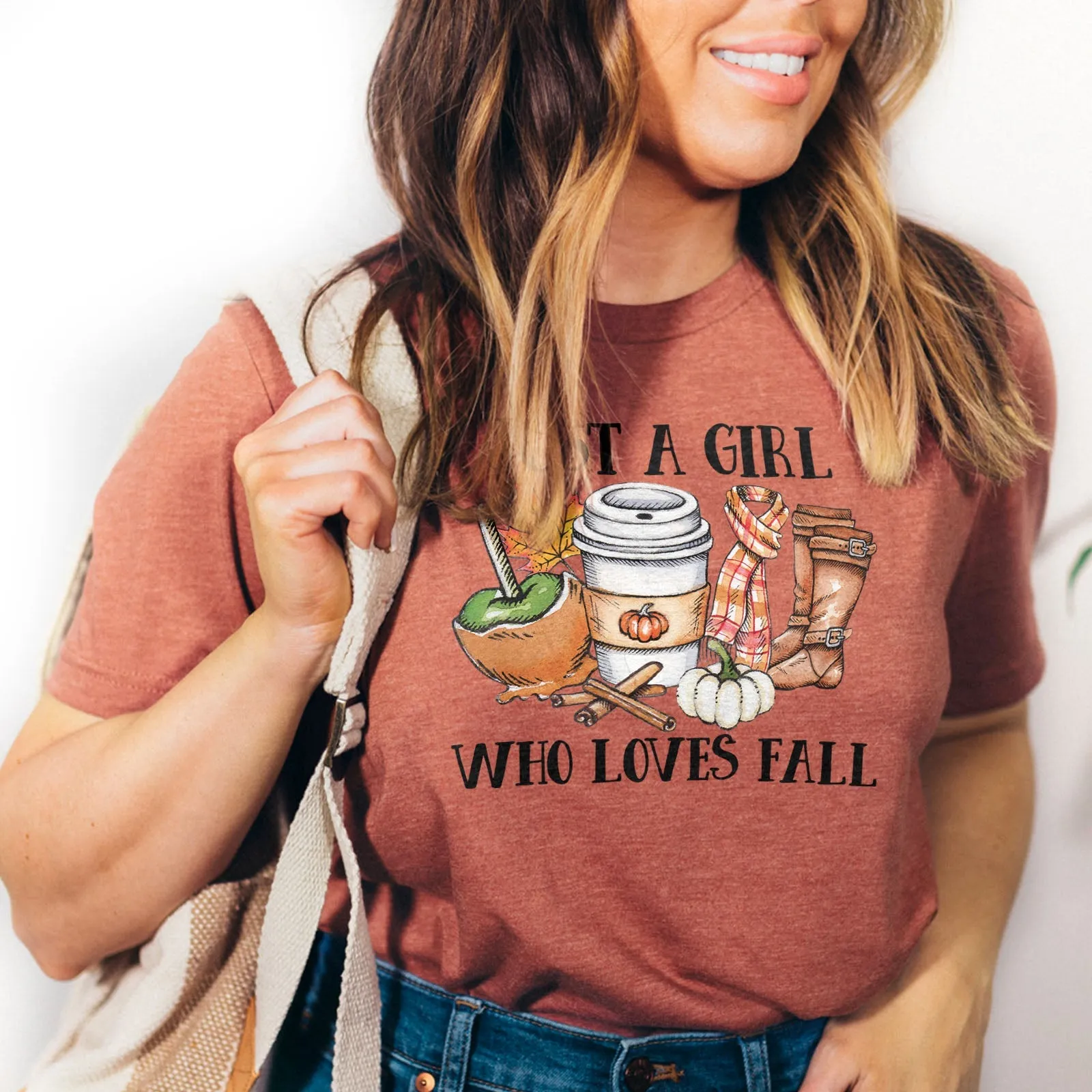 Just a Girl Who Loves Fall Tee Shirts For Women - Christian Shirts for Women - Religious Tee Shirts