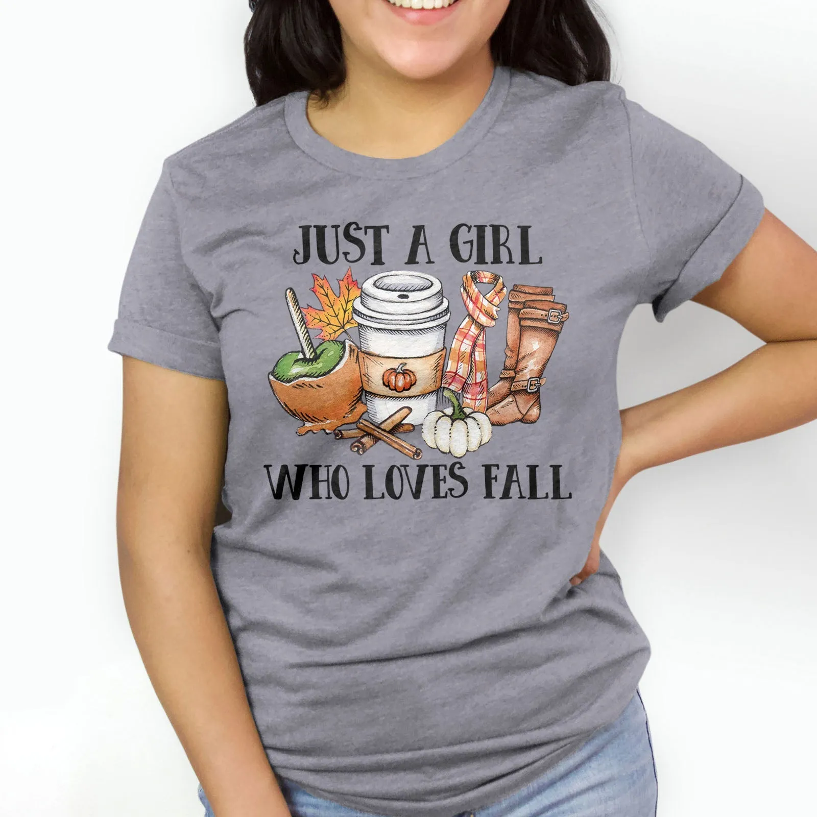 Just a Girl Who Loves Fall Tee Shirts For Women - Christian Shirts for Women - Religious Tee Shirts