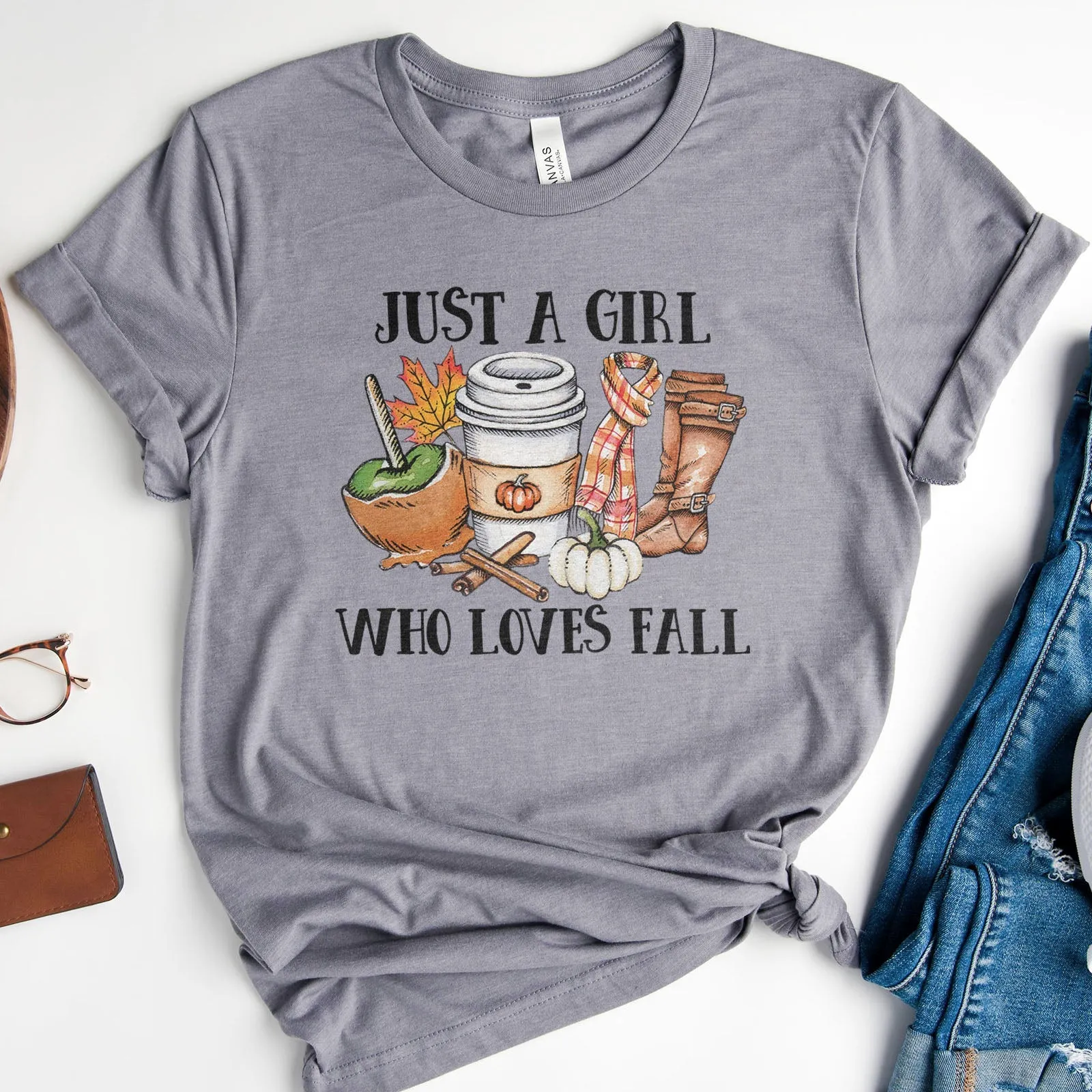 Just a Girl Who Loves Fall Tee Shirts For Women - Christian Shirts for Women - Religious Tee Shirts