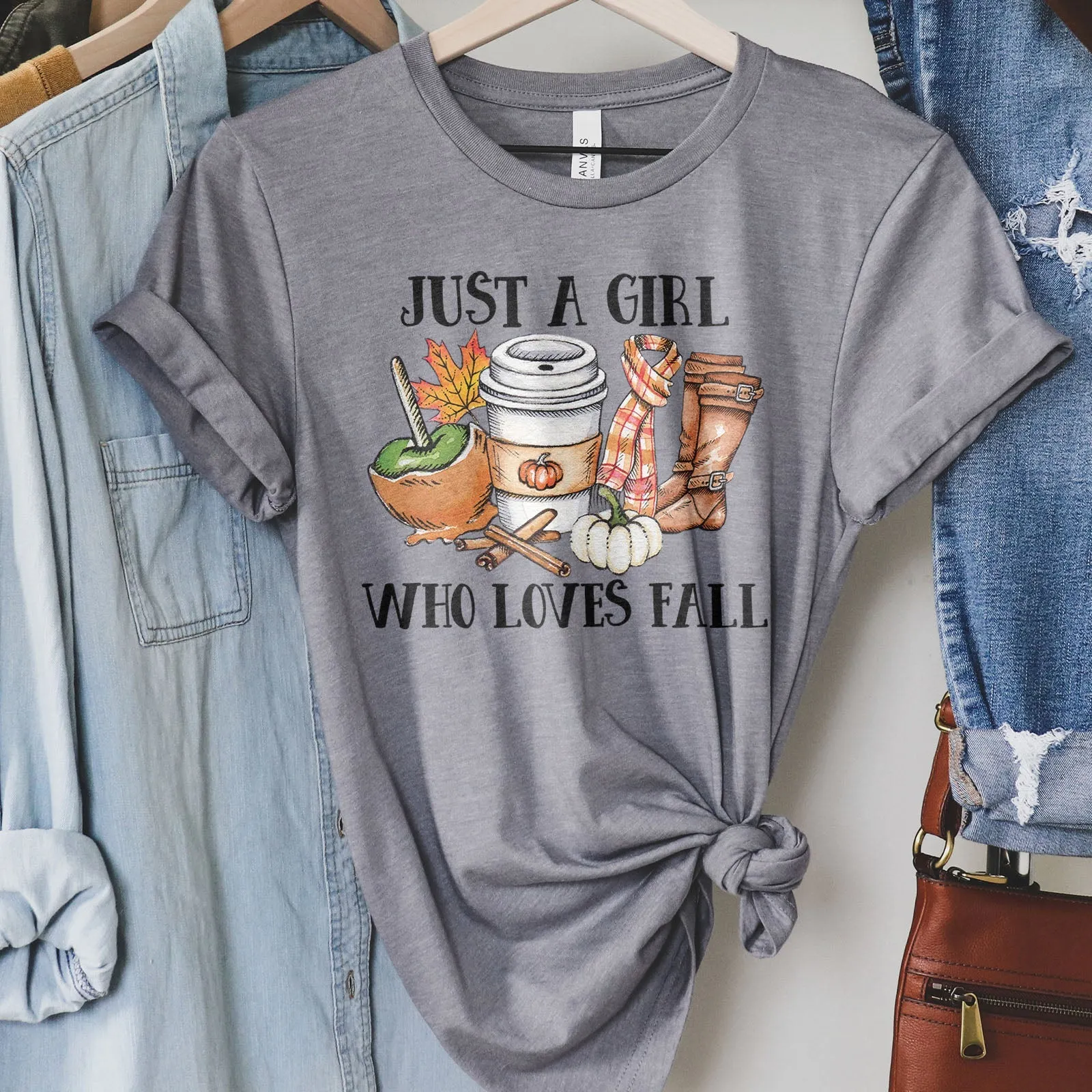 Just a Girl Who Loves Fall Tee Shirts For Women - Christian Shirts for Women - Religious Tee Shirts