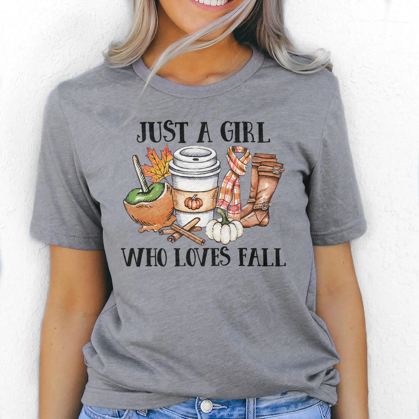 Just a Girl Who Loves Fall Tee Shirts For Women - Christian Shirts for Women - Religious Tee Shirts