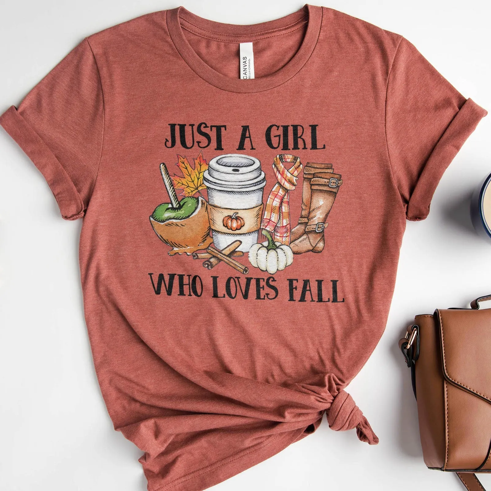 Just a Girl Who Loves Fall Tee Shirts For Women - Christian Shirts for Women - Religious Tee Shirts