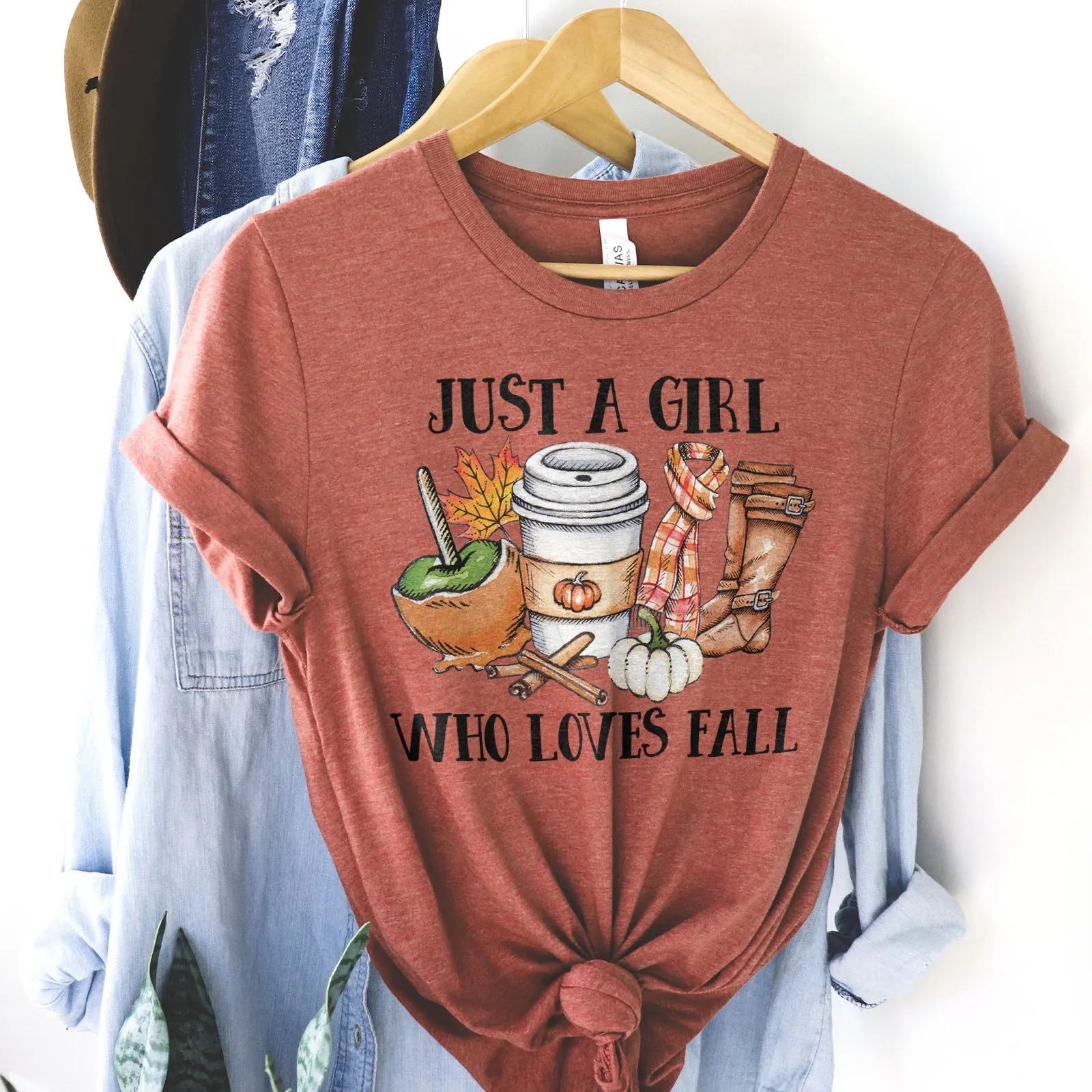 Just a Girl Who Loves Fall Tee Shirts For Women - Christian Shirts for Women - Religious Tee Shirts