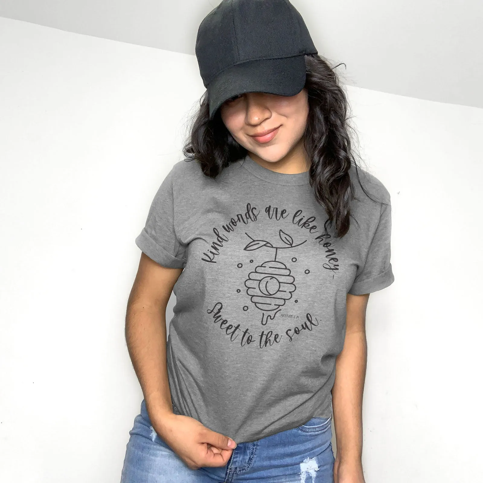 Kind words are like honey sweet to the soul Proverbs 16:24 Tee Shirts For Women - Christian Shirts for Women