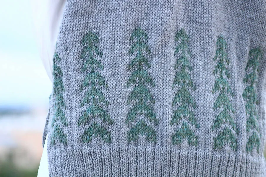 Knittember Handmade Knitting "Frosty Evergreen" Vest for Women