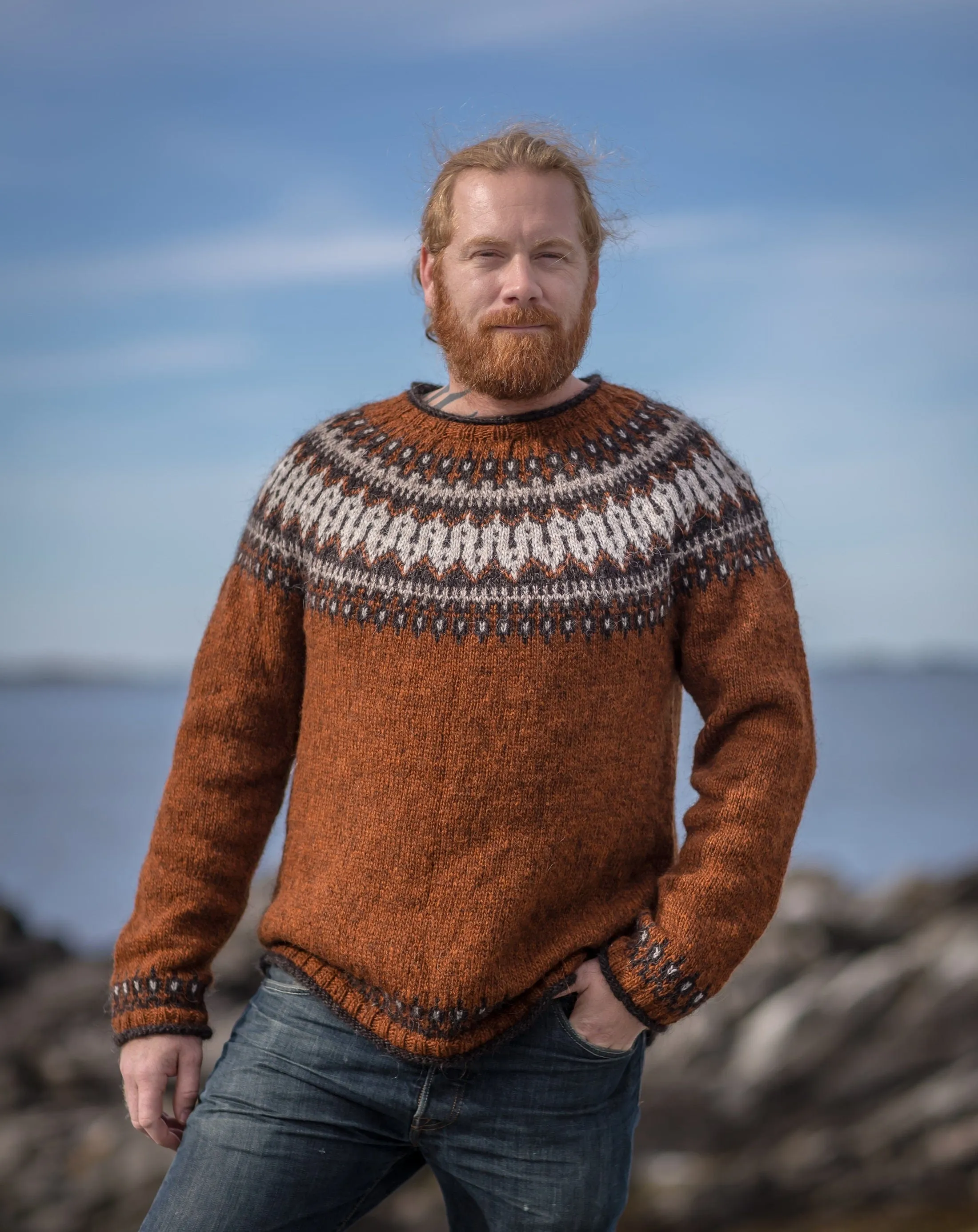 Leopold Icelandic Sweater Rust Heather - Knitting Kit