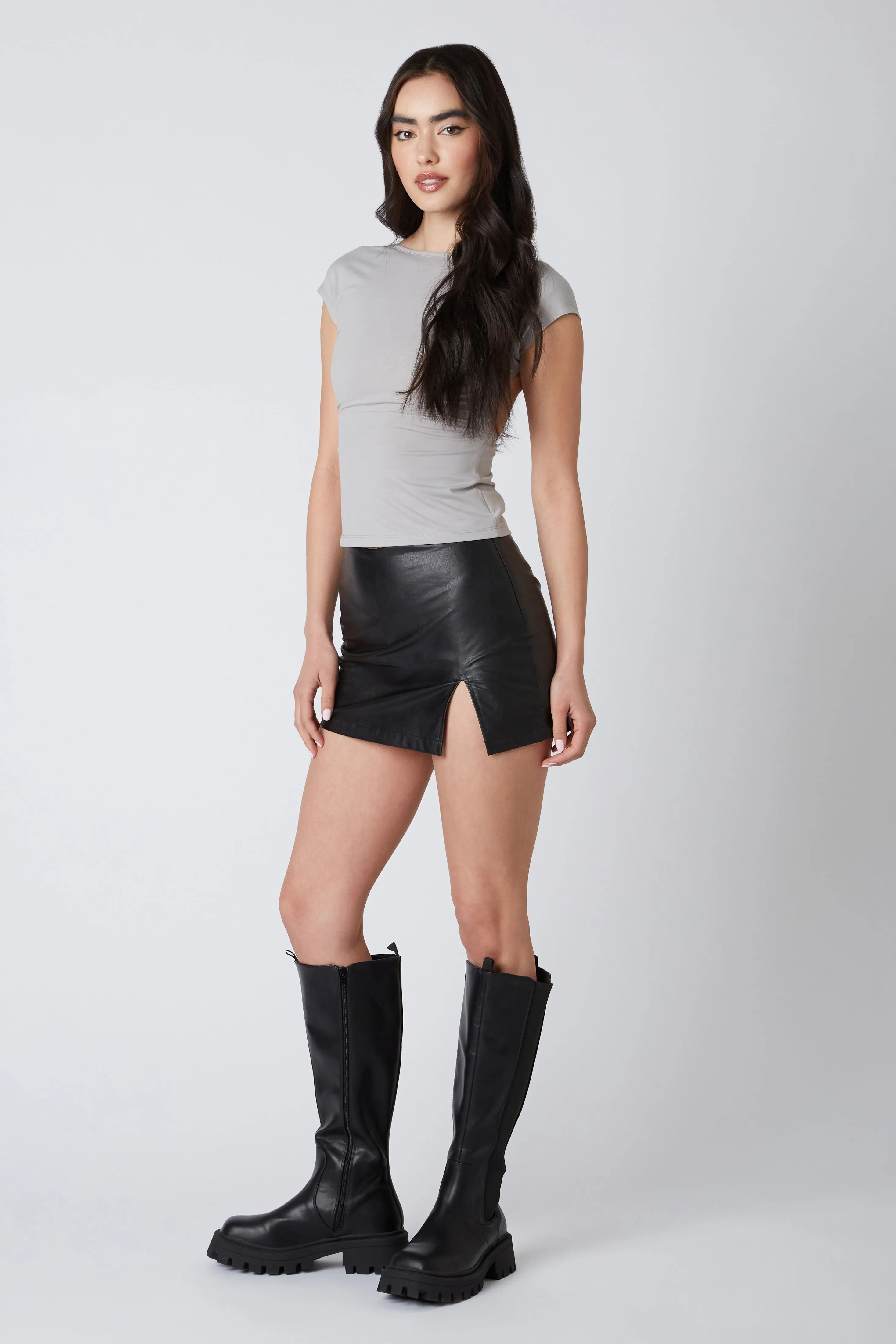 Level Up Vegan Leather Skort