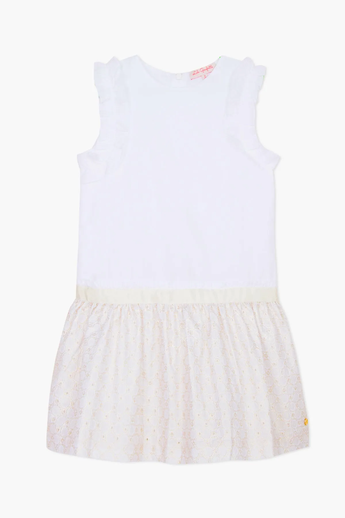 Lili Gaufrette Gold Eyelet Skirt Girls Dress