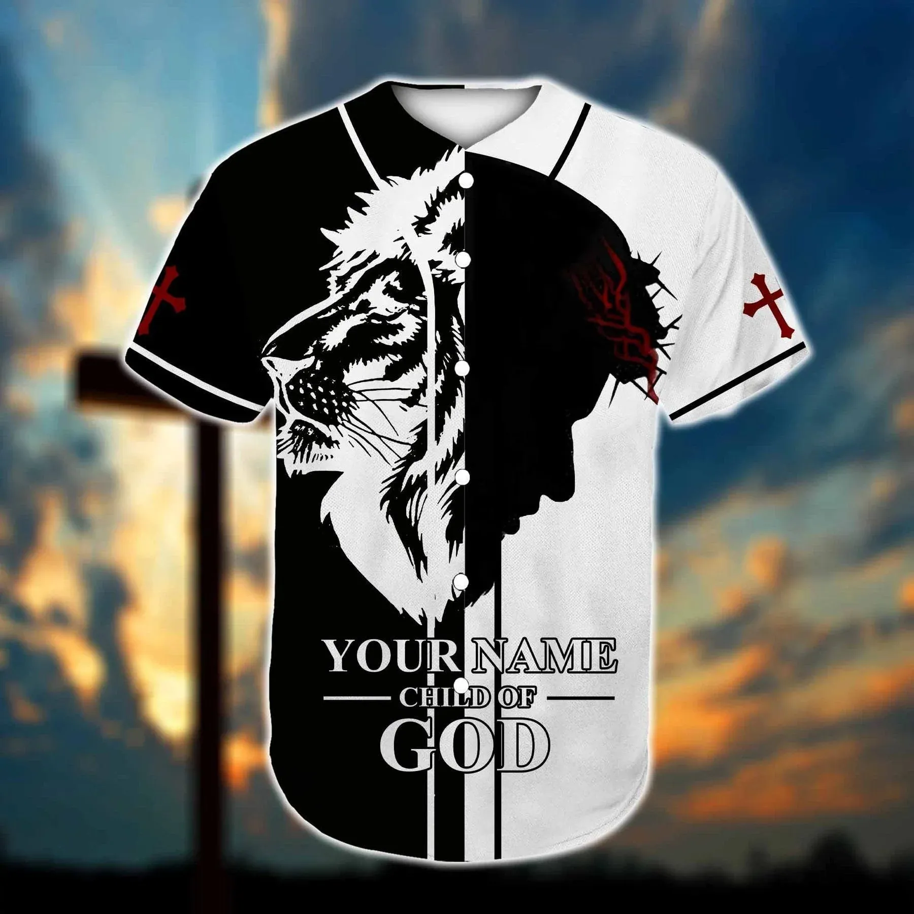 Lion God Black White Jesus Is My God Custom Baseball Jersey - Personalized Jesus Baseball Jersey For Men and Women