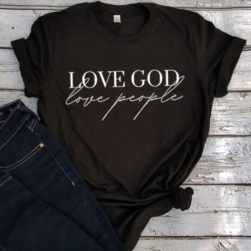 Love God Love People Women's Religious Tee Shirt Tops