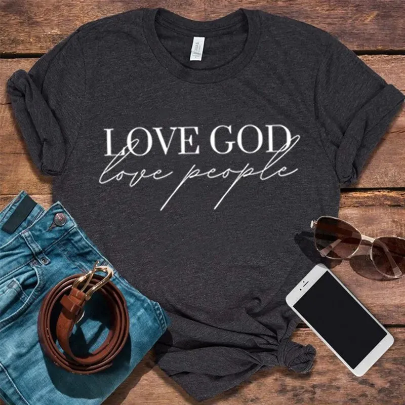 Love God Love People Women's Religious Tee Shirt Tops