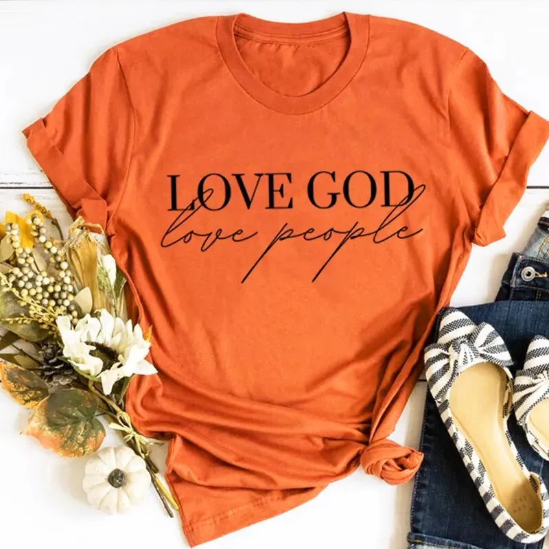 Love God Love People Women's Religious Tee Shirt Tops