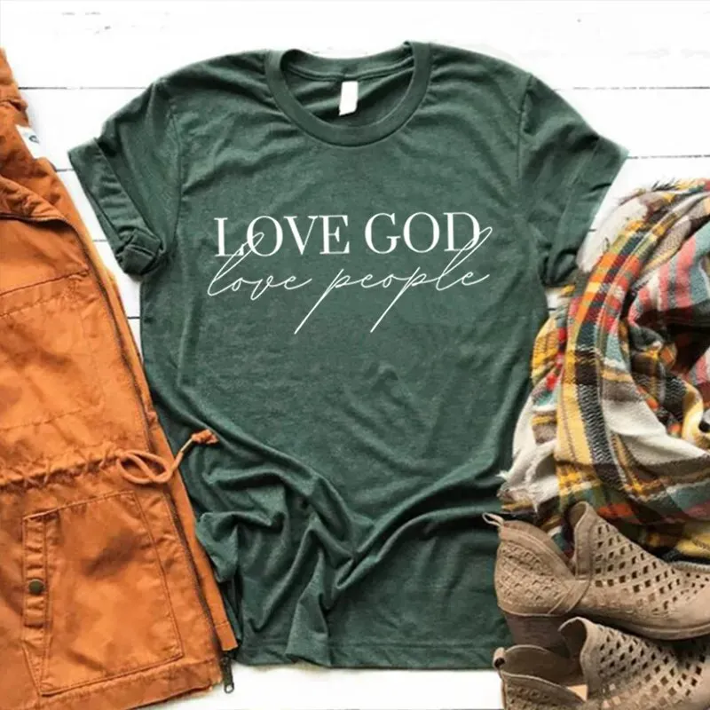 Love God Love People Women's Religious Tee Shirt Tops