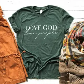 Love God Love People Women's Religious Tee Shirt Tops