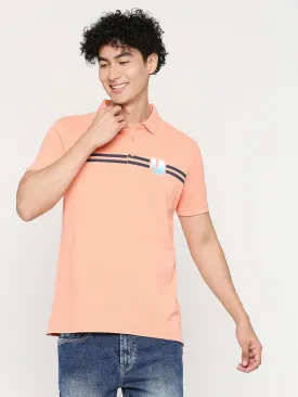 Men Premium Cotton Peach Polo T-Shirt - Underjeans By Spykar