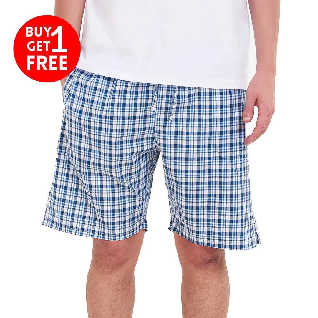 Men summer Petroleum x White Checkered shorts