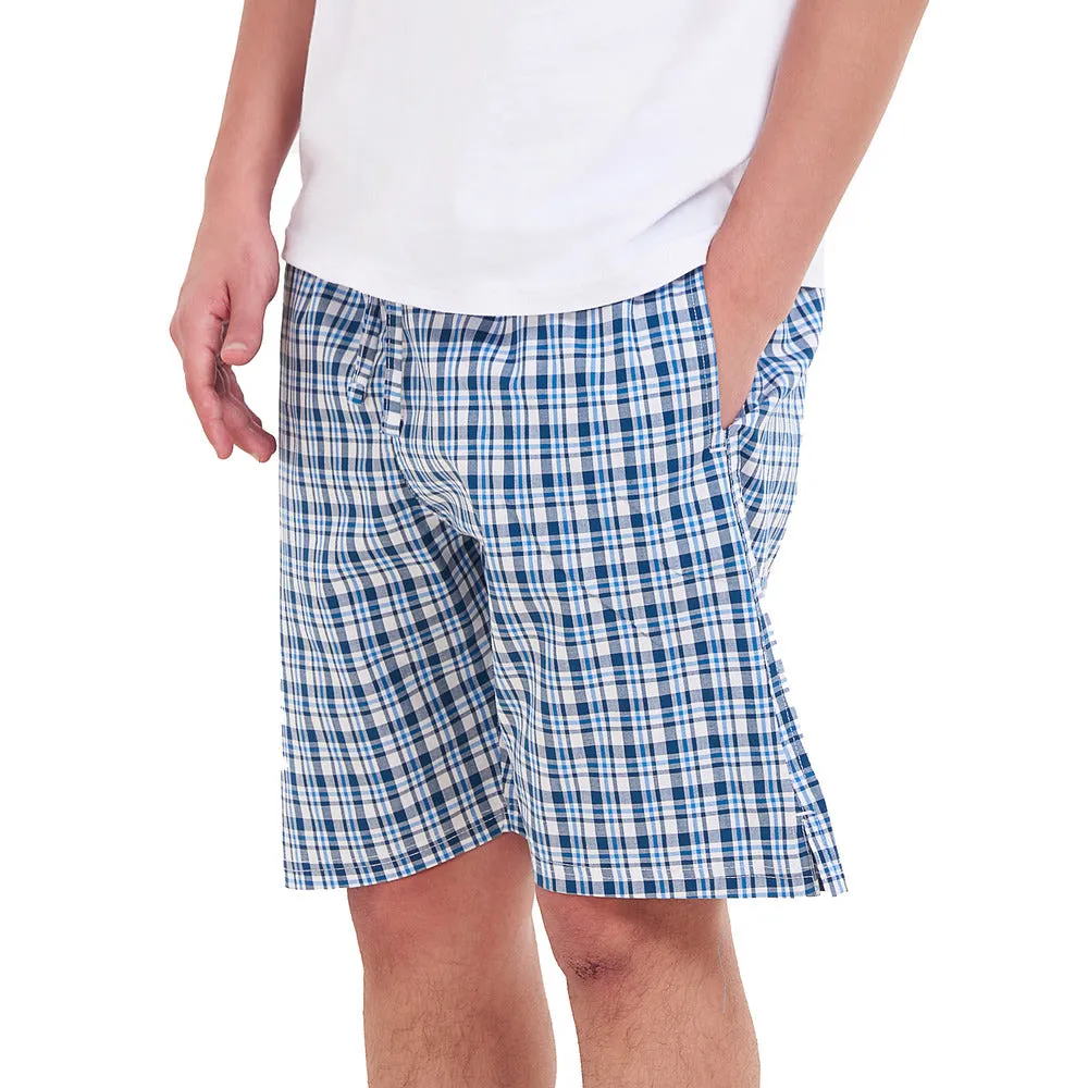 Men summer Petroleum x White Checkered shorts