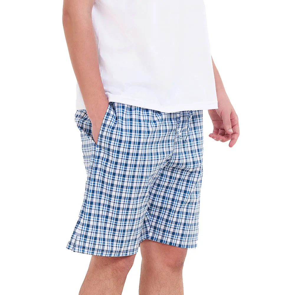 Men summer Petroleum x White Checkered shorts