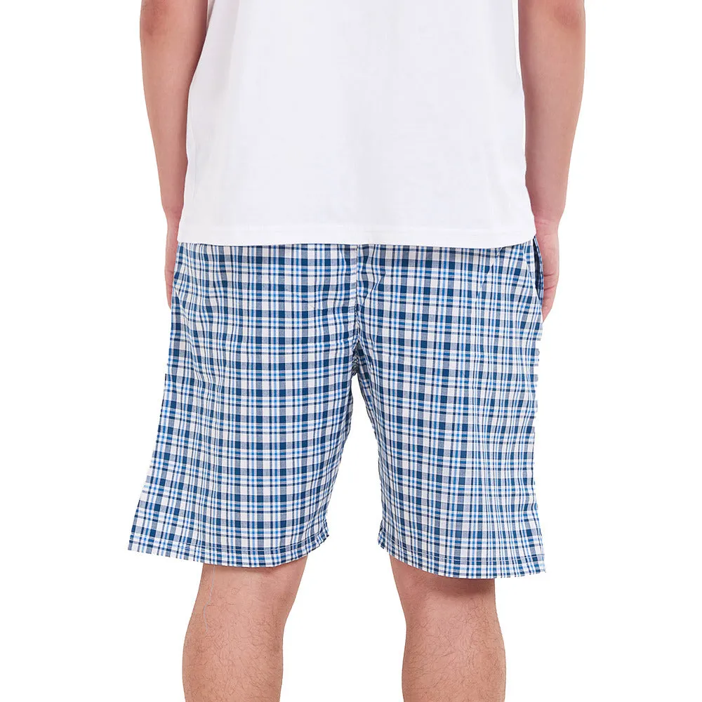 Men summer Petroleum x White Checkered shorts