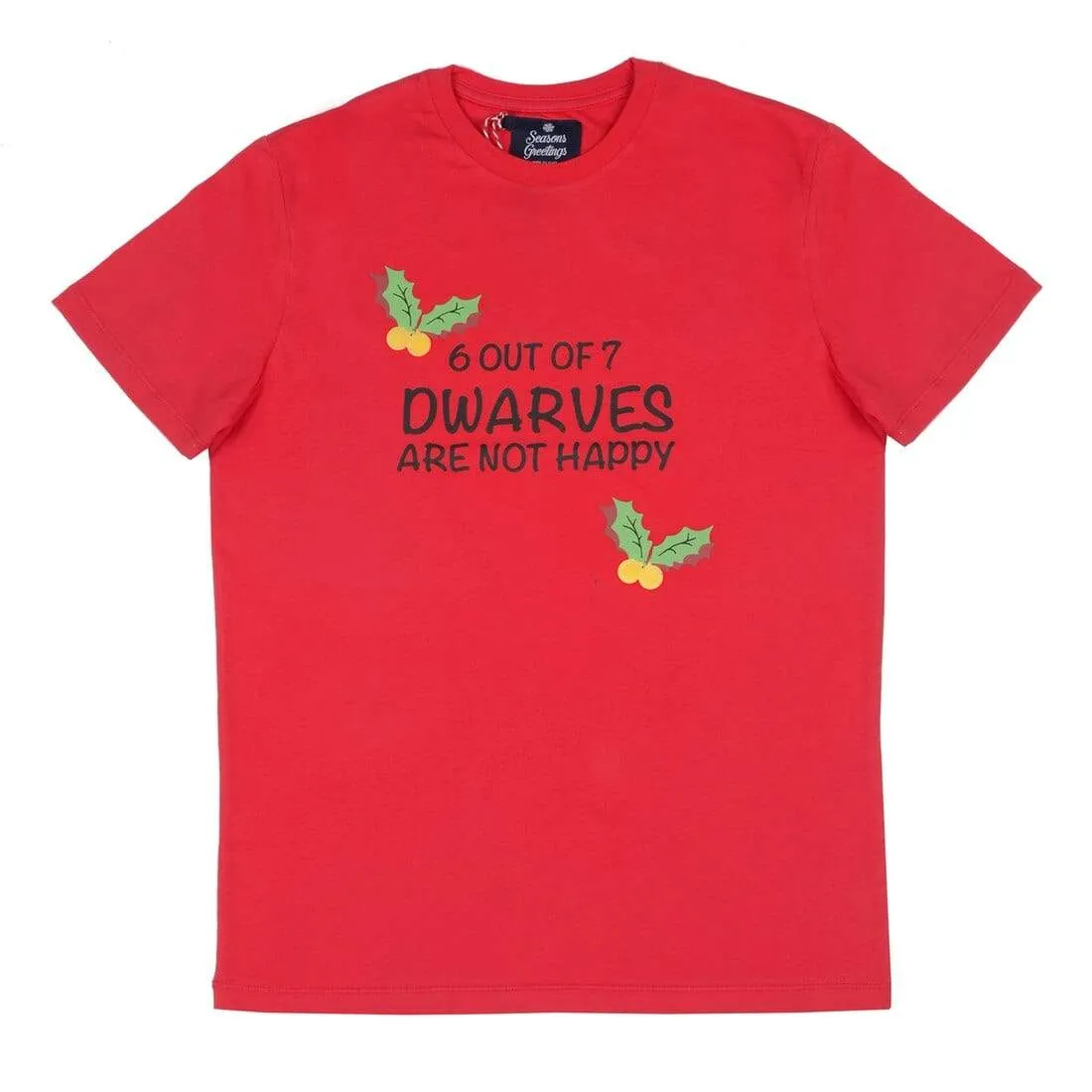 Mens Christmas T-Shirt Dwarves Slogan Novelty Red Xmas Top