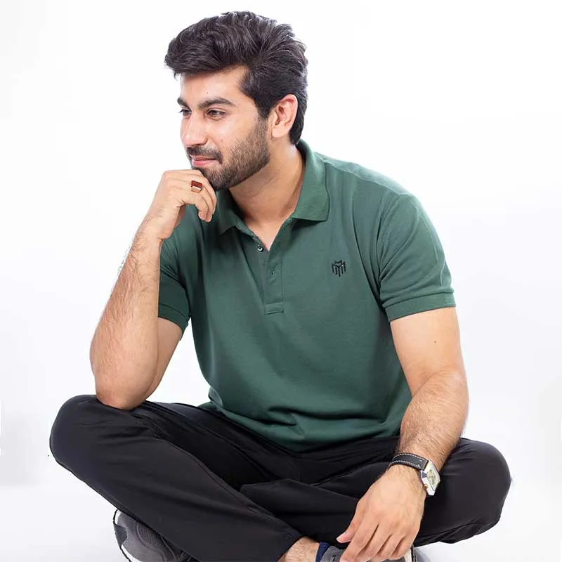 MEN'S GREEN PIQUE POLO SHIRTS