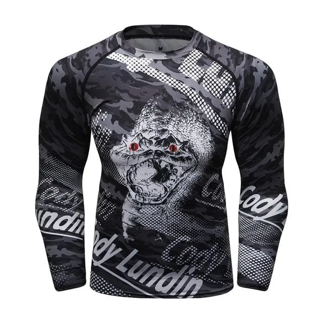 MMA Snake Printed Workout Quick Dry Long Sleeve